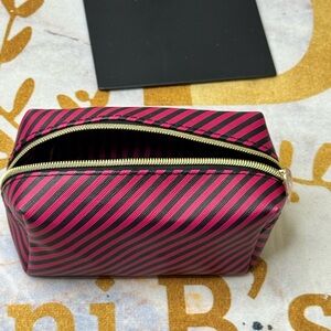 Dabney Lee Pink and Black Striped Cosmetic Bag